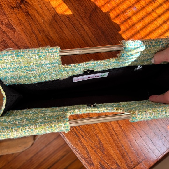 Putu by J. Macclear Blue/Green Tweed/Woven Clutch - Picture 3 of 7